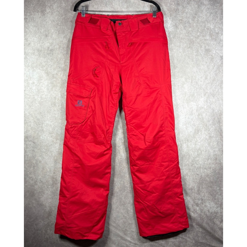 Salomon Ski Pants Mens Medium Red AdvancedSkin Dry Snowboard Insulated Cargo